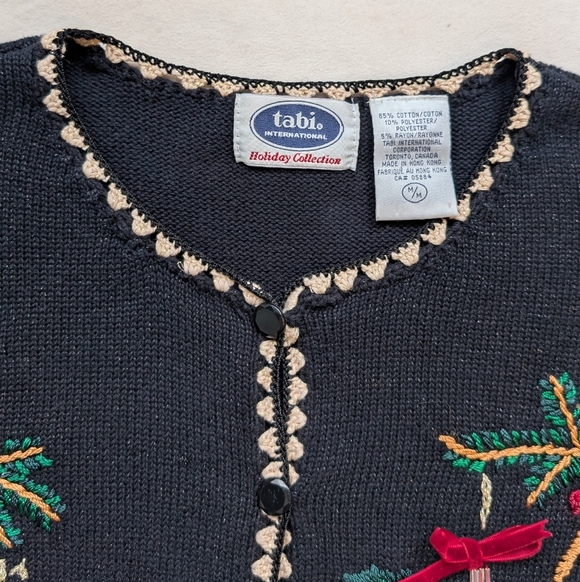 Vintage Tabi Women's Christmas Holiday Cardigan Sweater Embroidered Size M - Picture 11 of 16